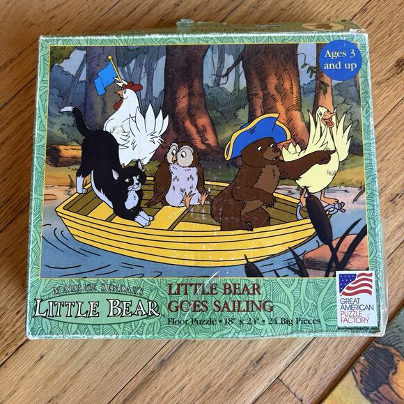 Vtg 90s Y2K 1999 Little Bear Goes Sailing Floor Puzzle 24 Pieces 18 x 24 Sendak - Picture 1 of 3
